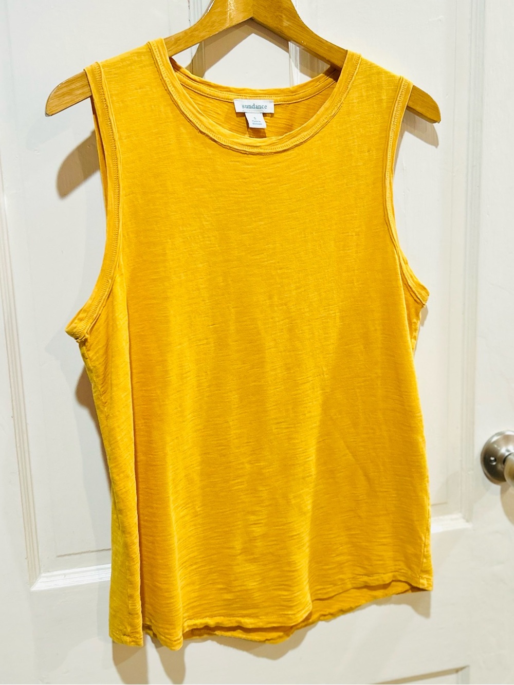 Sundance Sunny Yellow Tank Top 100% Cotton Summer Casual Capsule Preppy Size S